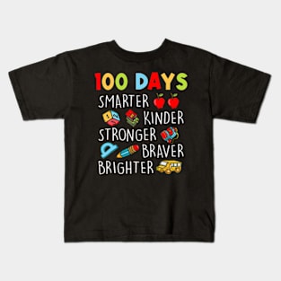 Smarter Kinder Stronger Brighter 100 Days Of School Teacher Kids T-Shirt